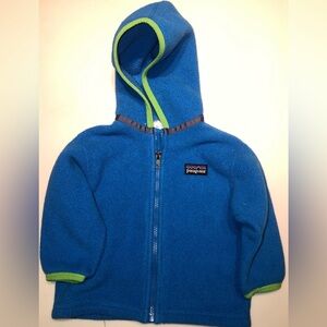 Patagonia Vibrant Blue Hoodie with Lime Accents